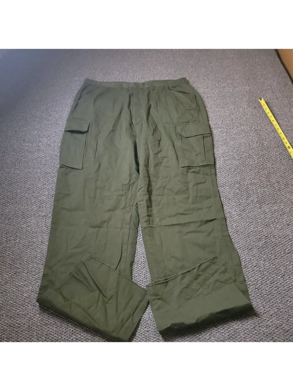 Boulder Creek Cargo Pants Mens 42 x40L Big Tall Khaki Elastic LL Chino Green y2K
